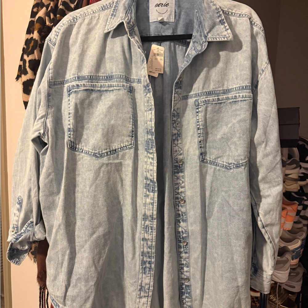 Aerie Light Blue Button-Up Shirt